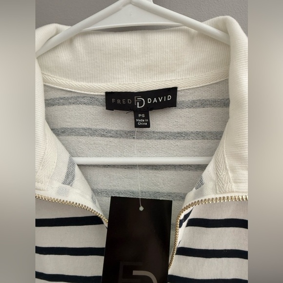 Fred David Womens Black White Striped Long Sleeve Knee Length Sweater Dress PS - Picture 2 of 8